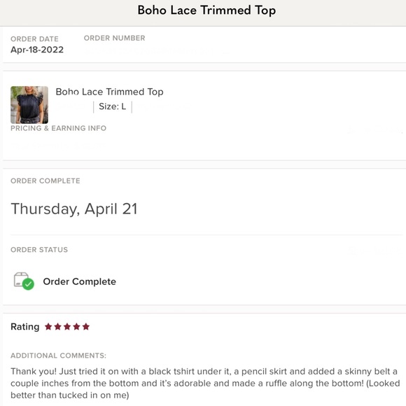 RELISTED Boho Lace Trimmed Top - Picture 7 of 11